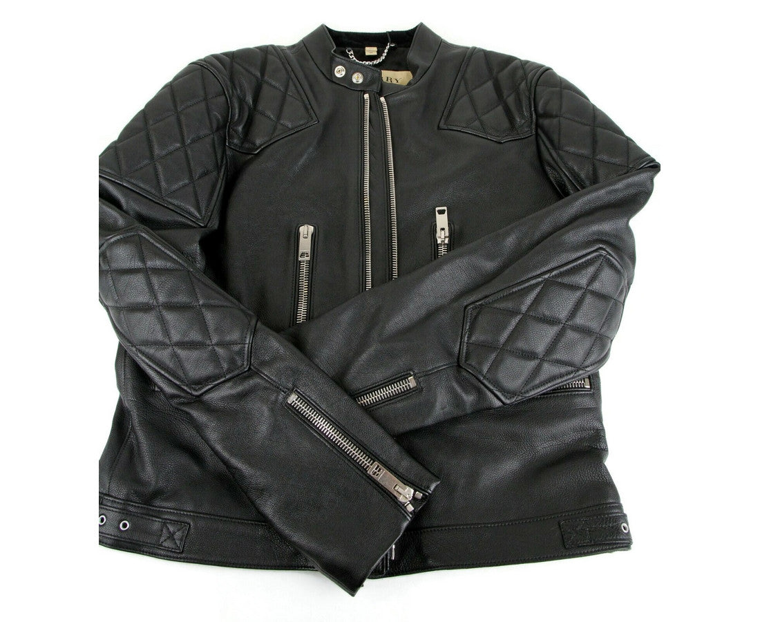 Burberry BurberryVeste motard matelassée en cuir noir Diamond homme