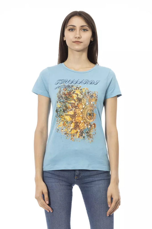 Trussardi Action Hellblaue Baumwoll-Tops und -T-Shirts