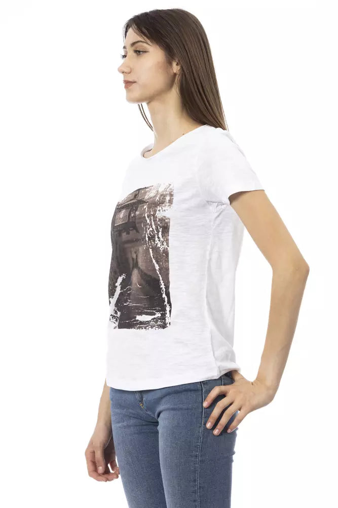 Weiße Baumwoll-Tops und T-Shirts „Action“ von Trussardi