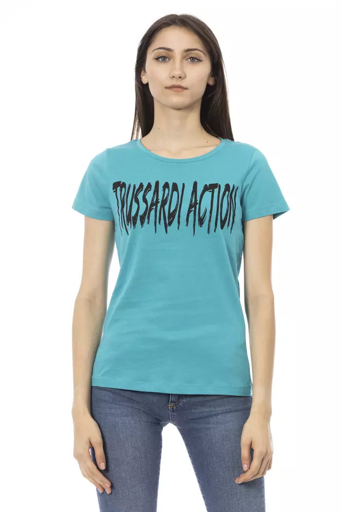 Trussardi Action Hellblaue Baumwoll-Tops und -T-Shirts