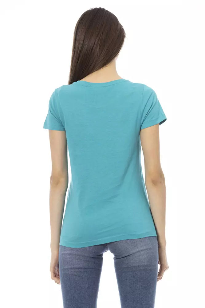 Trussardi Action Hellblaue Baumwoll-Tops und -T-Shirts