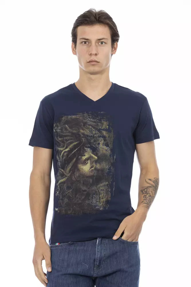 Trussardi Action Blaues Baumwoll-T-Shirt