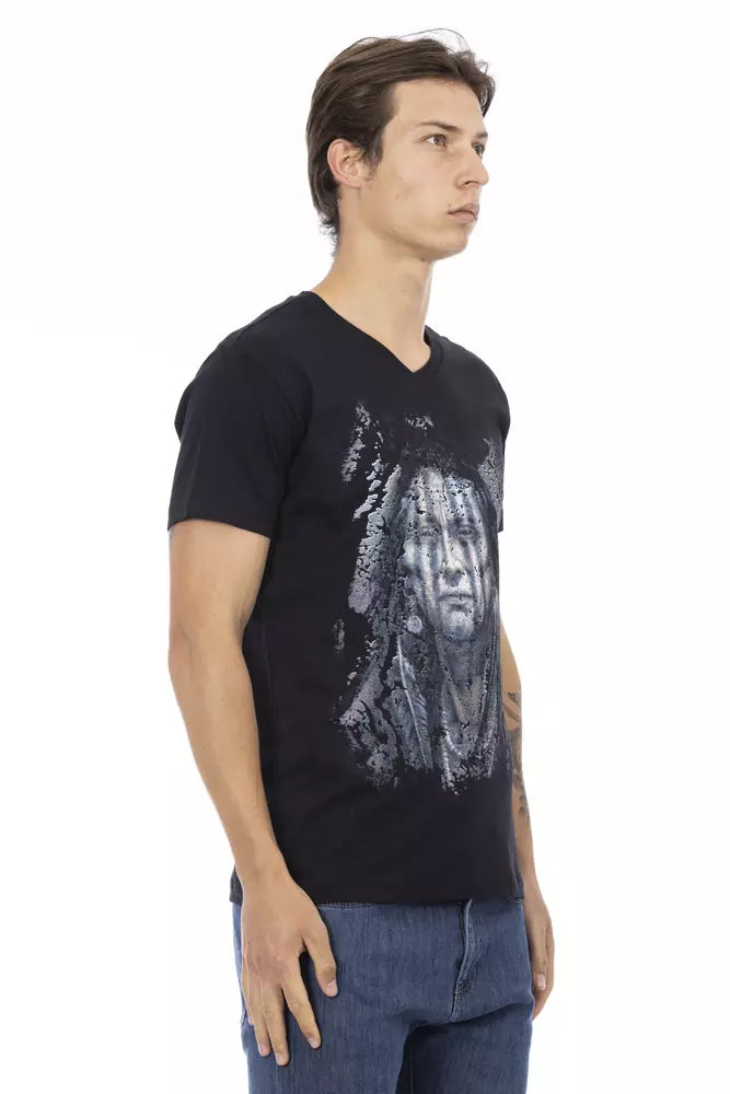 Trussardi Action T-Shirt aus schwarzer Baumwolle