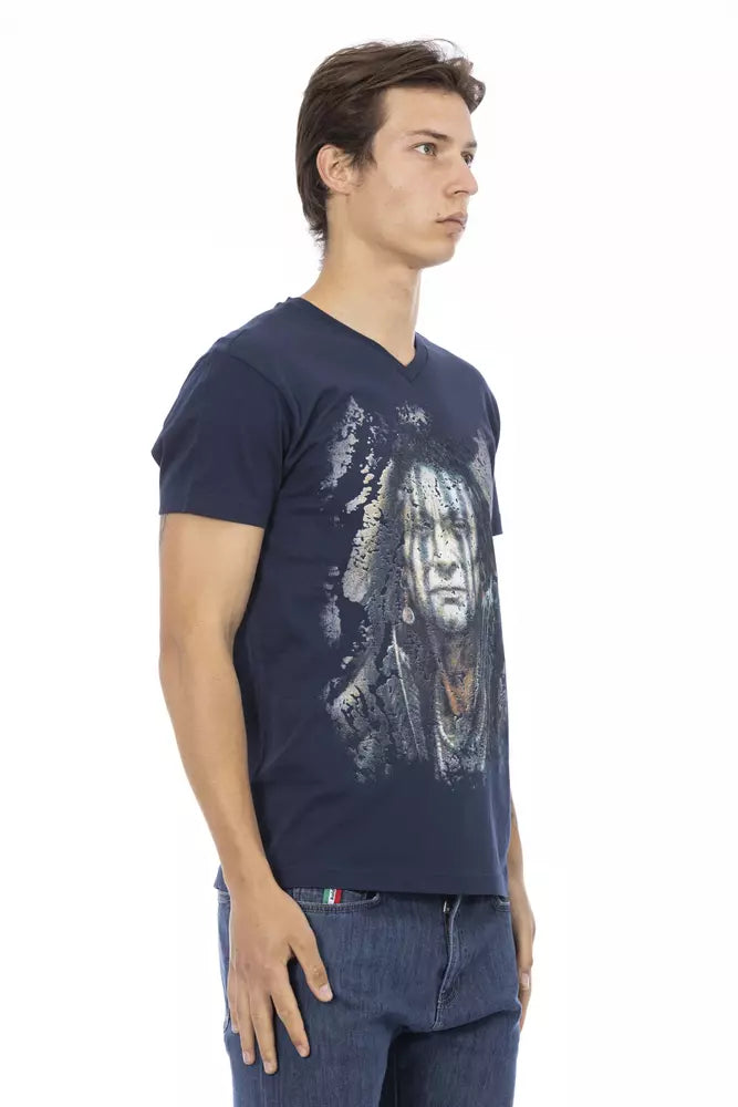 Trussardi Action Blaues Baumwoll-T-Shirt