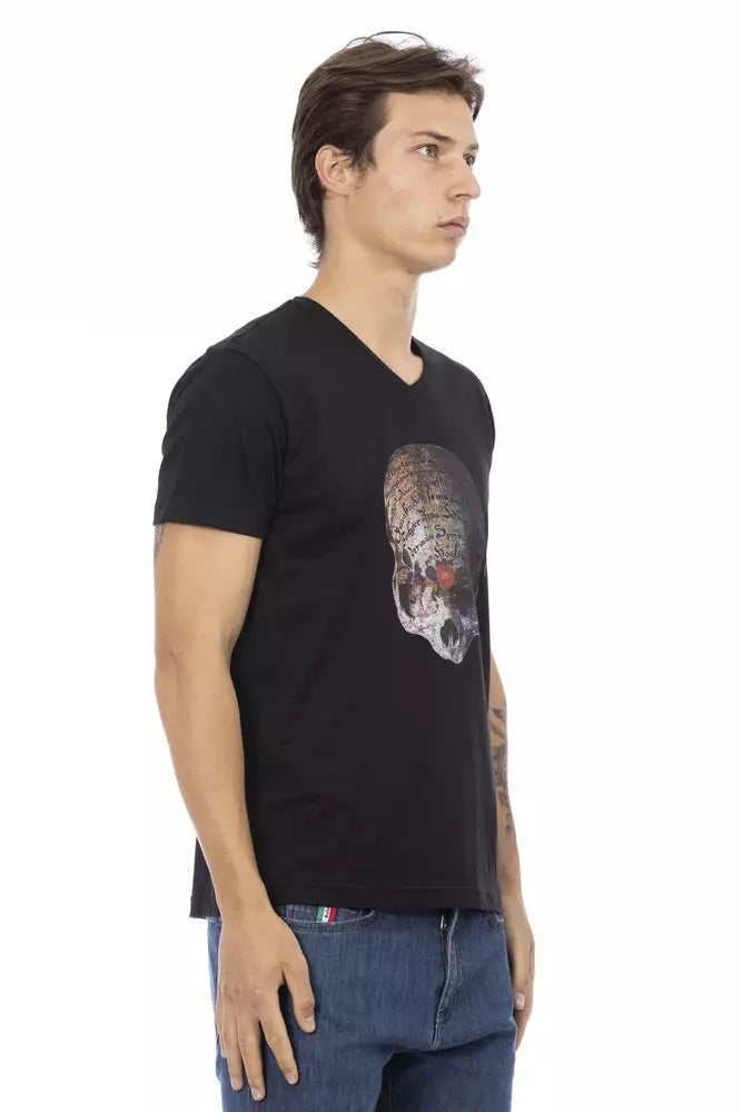 Trussardi Action T-Shirt aus schwarzer Baumwolle