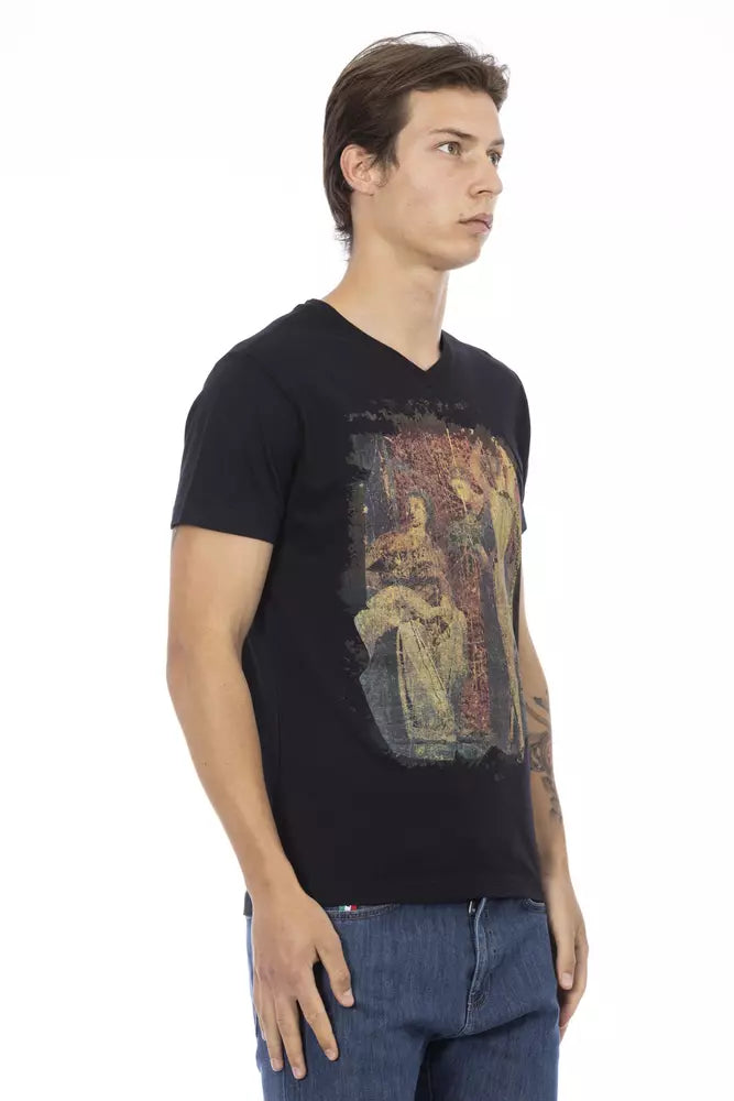 Trussardi Action T-Shirt aus schwarzer Baumwolle