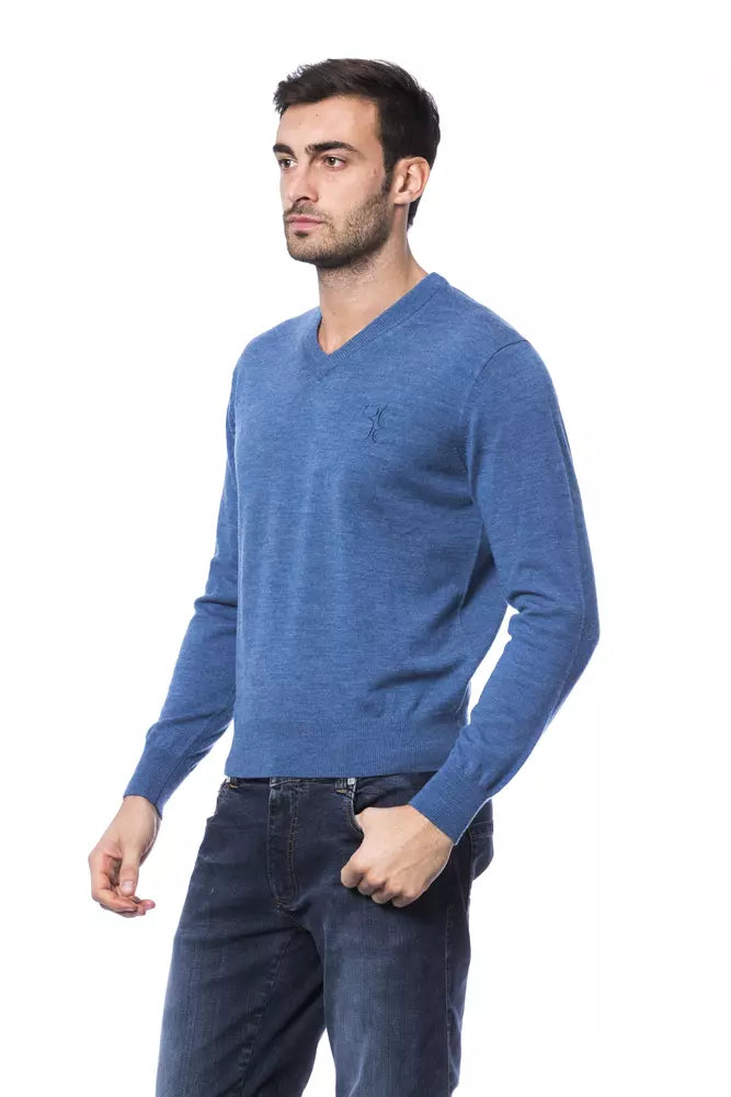 Pull en laine mérinos bleu Billionaire Italian Couture