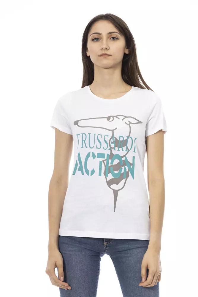 Weiße Baumwoll-Tops und T-Shirts „Action“ von Trussardi