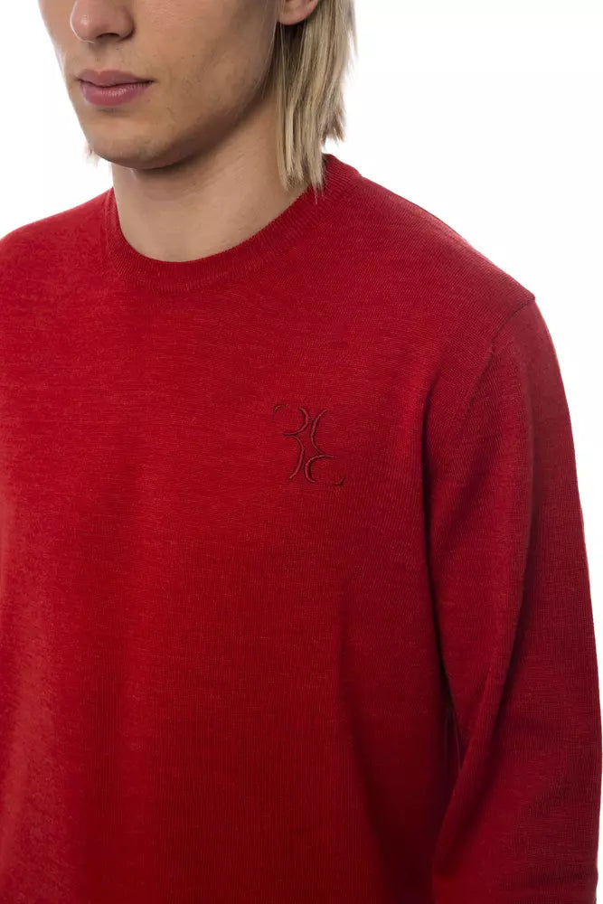 Billionaire Italian Couture Red Merino Wool Men Sweater