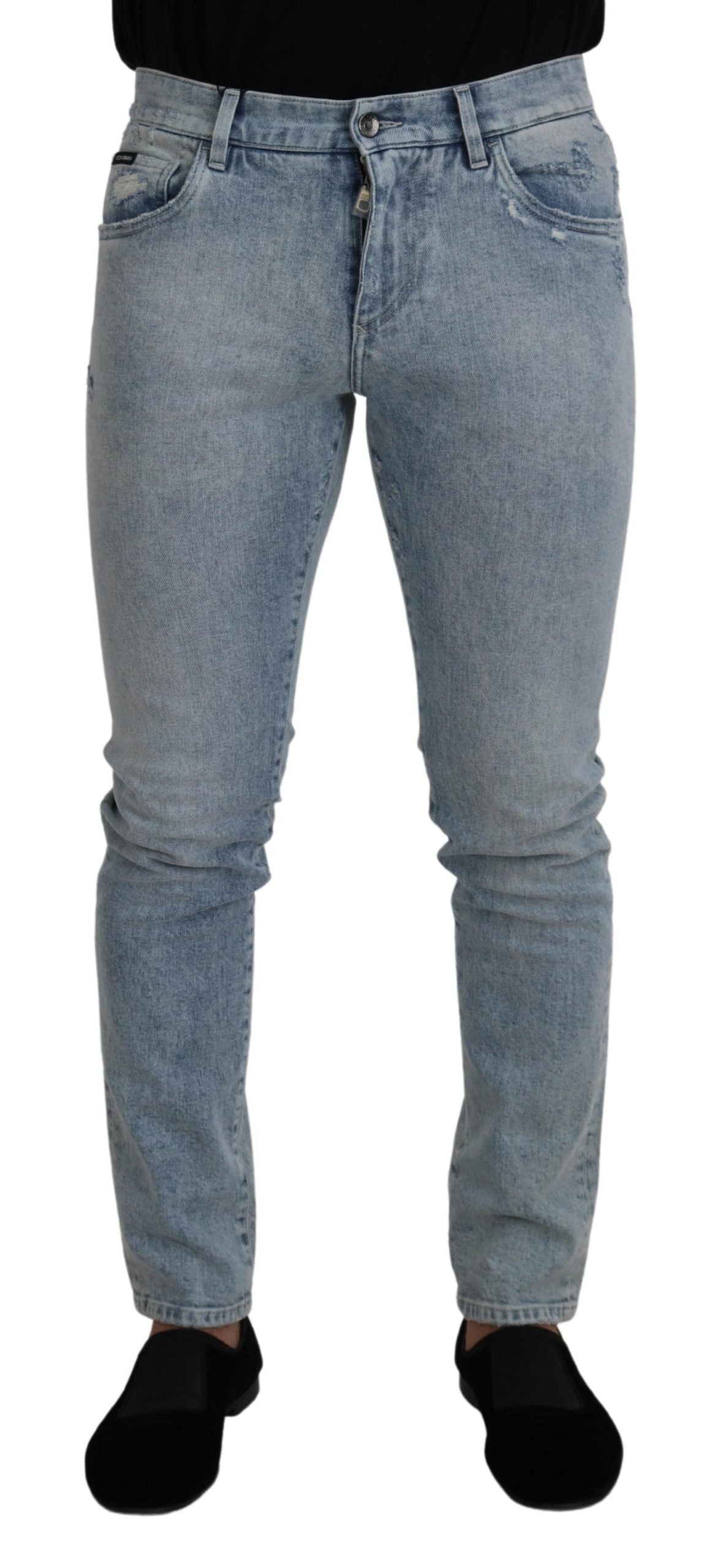 Dolce &amp; Gabbana Jean slim en coton bleu clair