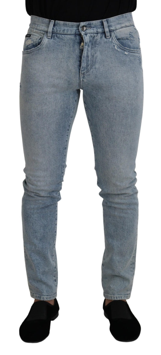 Dolce &amp; Gabbana Jean slim en coton bleu clair