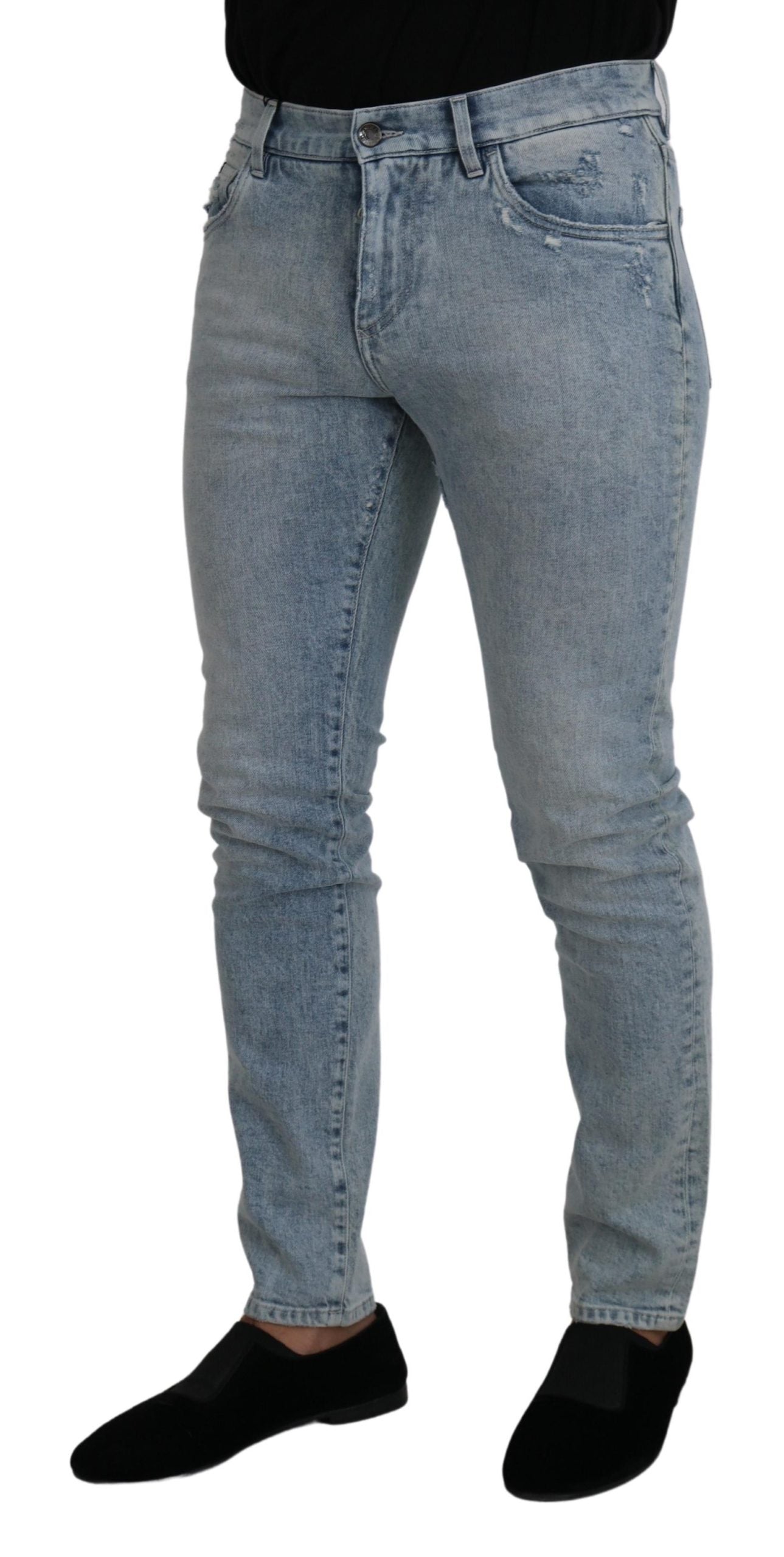 Dolce &amp; Gabbana Jean slim en coton bleu clair