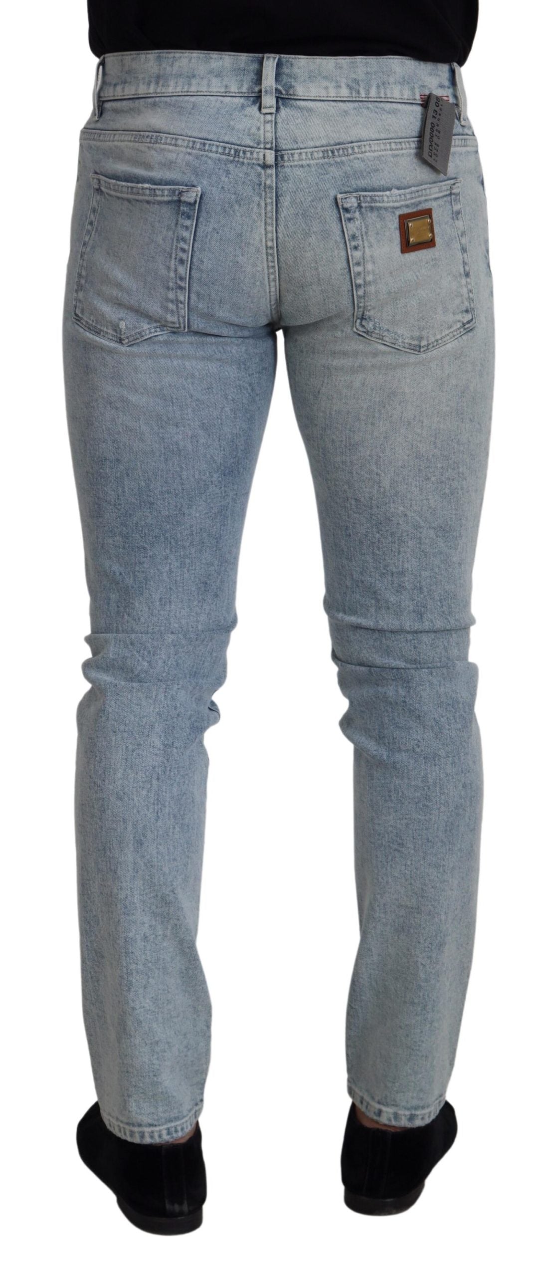 Dolce &amp; Gabbana Hellblaue Slim-Fit-Denimjeans aus Baumwolle