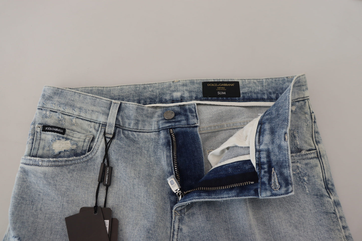 Dolce &amp; Gabbana Jean slim en coton bleu clair