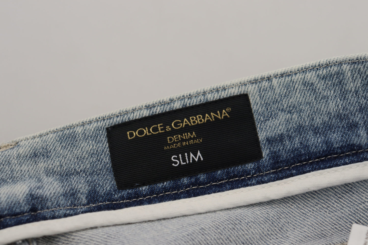 Dolce &amp; Gabbana Jean slim en coton bleu clair