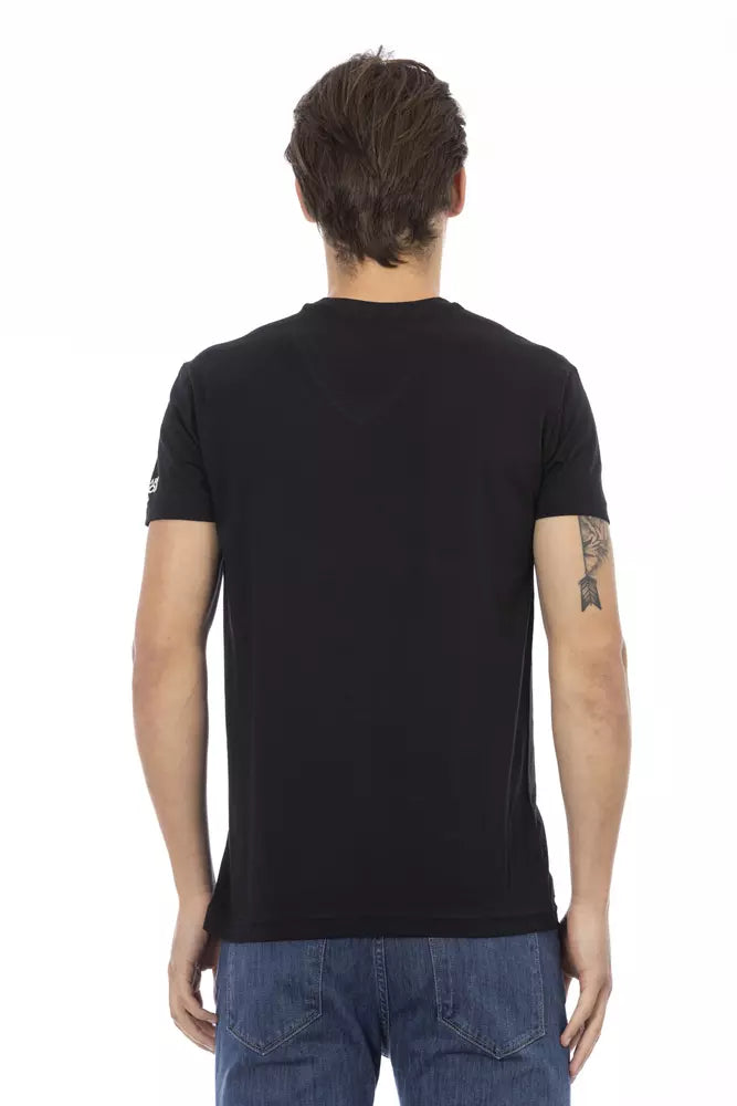 Trussardi Action T-Shirt aus schwarzer Baumwolle