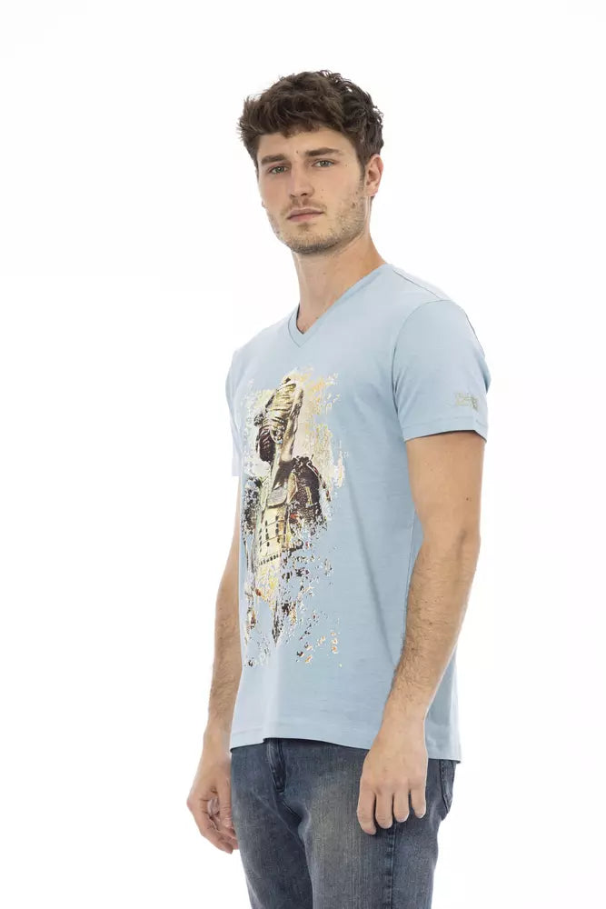 Trussardi T-shirt en coton bleu clair Action