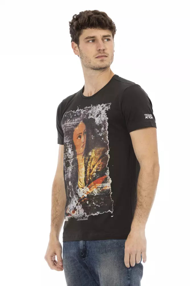 Trussardi Action T-Shirt aus schwarzer Baumwolle