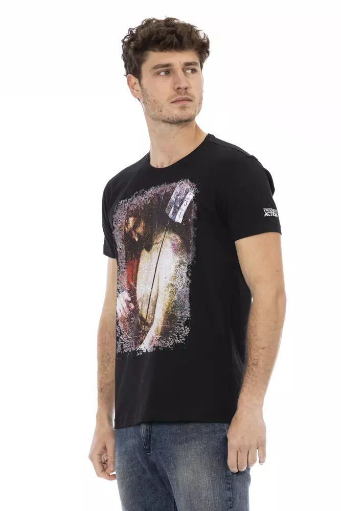 Trussardi Action T-Shirt aus schwarzer Baumwolle