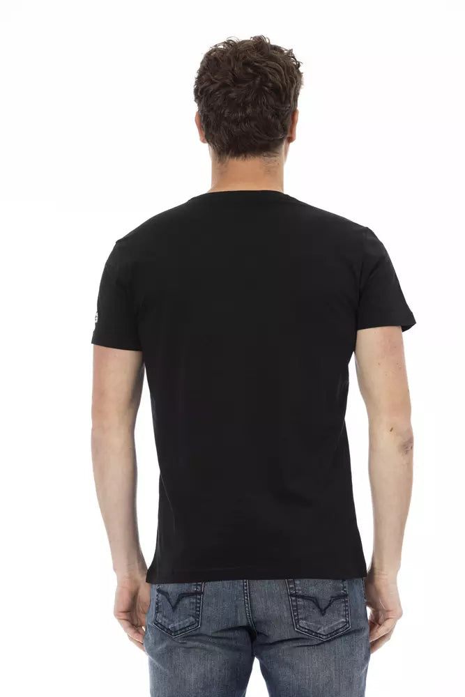 Trussardi Action T-Shirt aus schwarzer Baumwolle