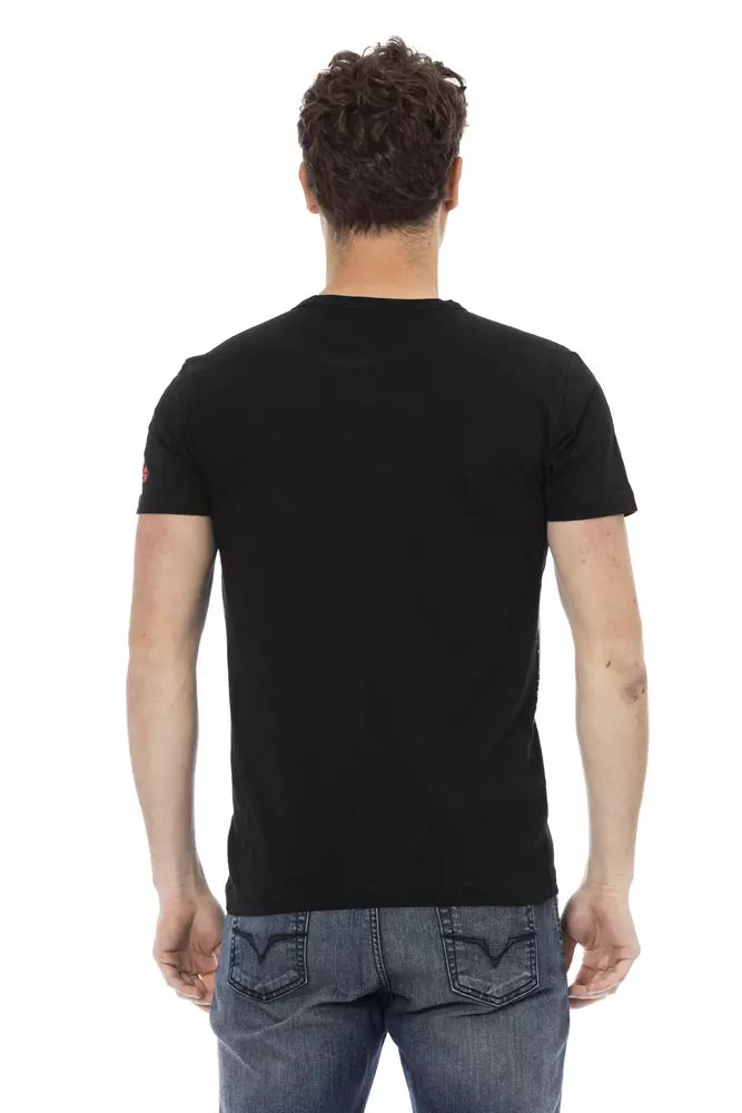 Trussardi Action T-Shirt aus schwarzer Baumwolle