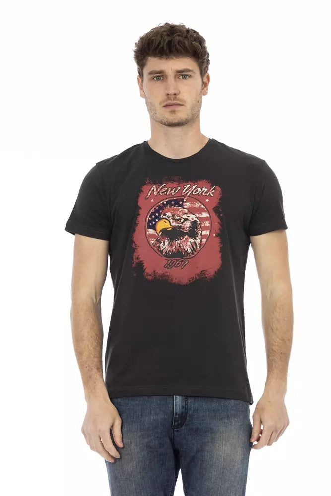 Trussardi Action T-Shirt aus schwarzer Baumwolle