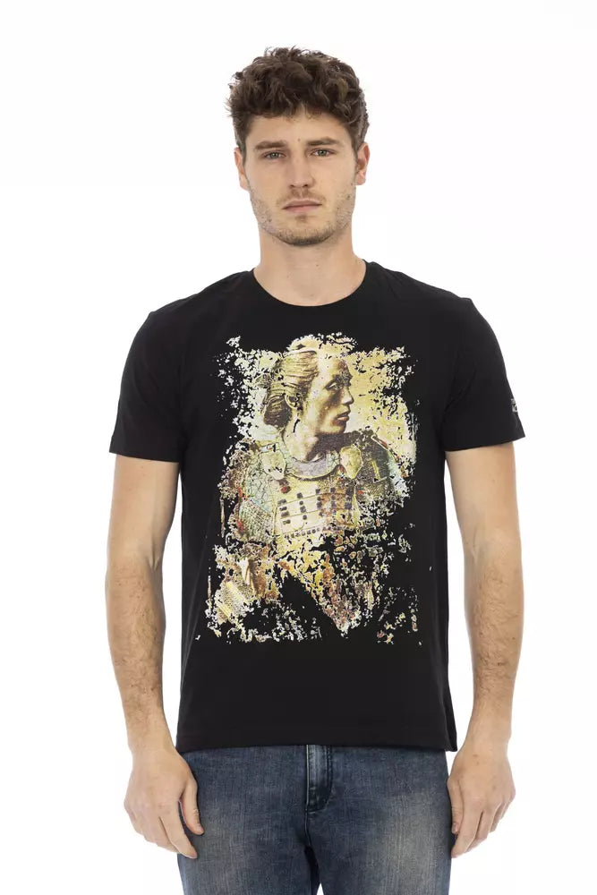 Trussardi Action T-Shirt aus schwarzer Baumwolle