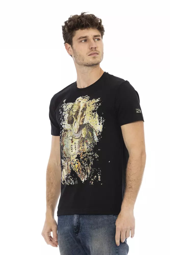 Trussardi Action T-Shirt aus schwarzer Baumwolle