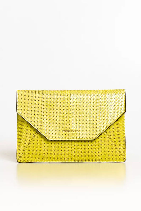 Trussardi Pochette en cuir jaune