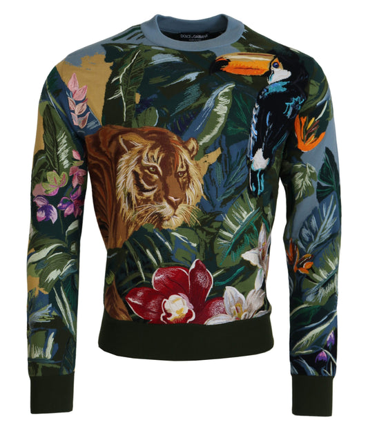 Dolce &amp; Gabbana Pull en laine et soie avec logo Jungle