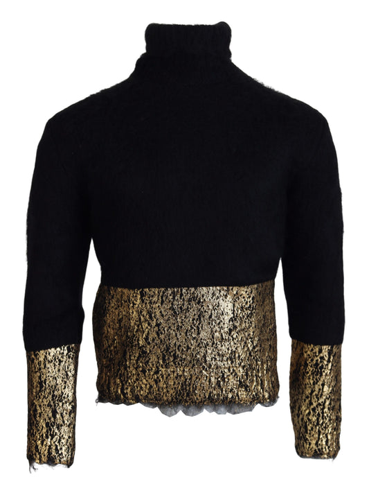 Dolce &amp; Gabbana Pull à col roulé en or noir pour homme Pull en mohair