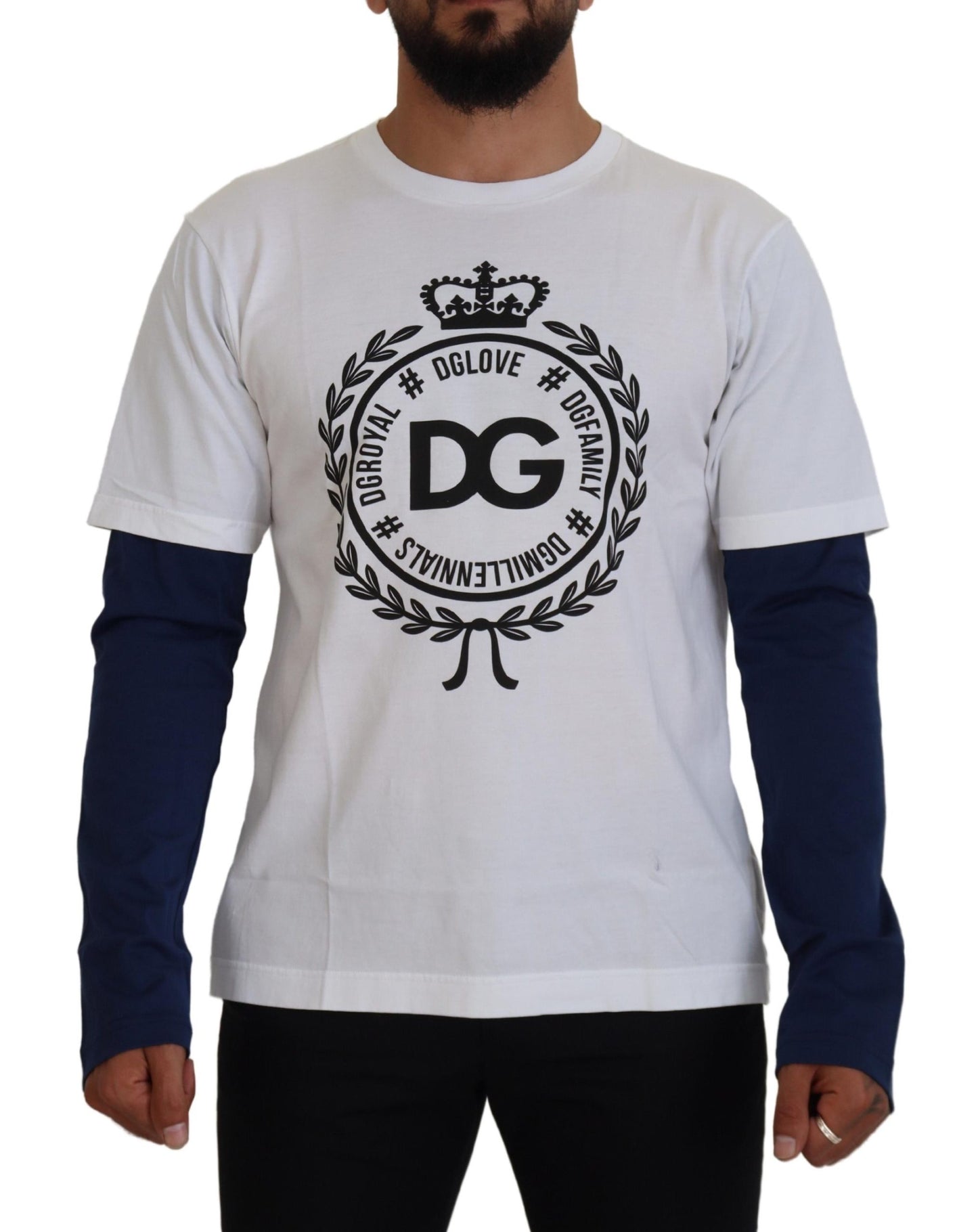 Dolce &amp; Gabbana Pull blanc bleu DG Crown