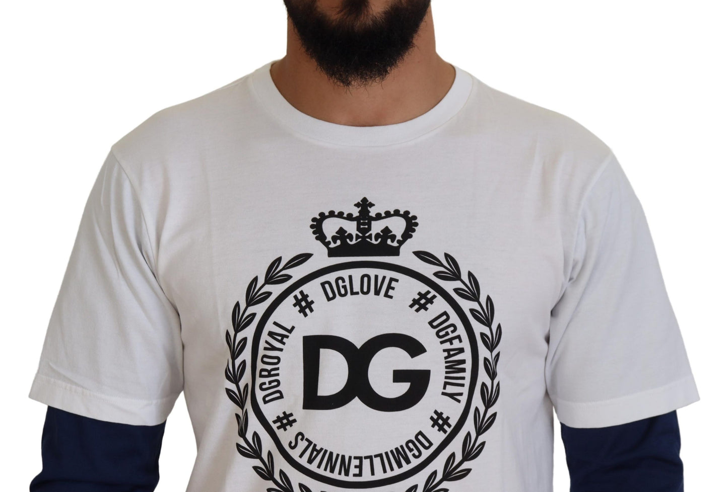 Dolce &amp; Gabbana Pull blanc bleu DG Crown