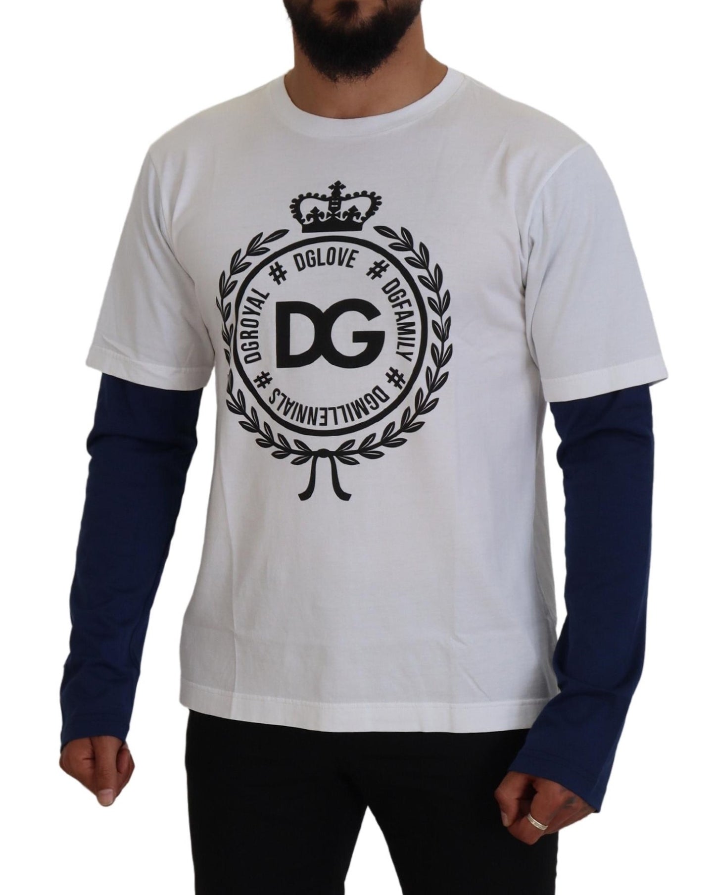 Dolce &amp; Gabbana Pull blanc bleu DG Crown