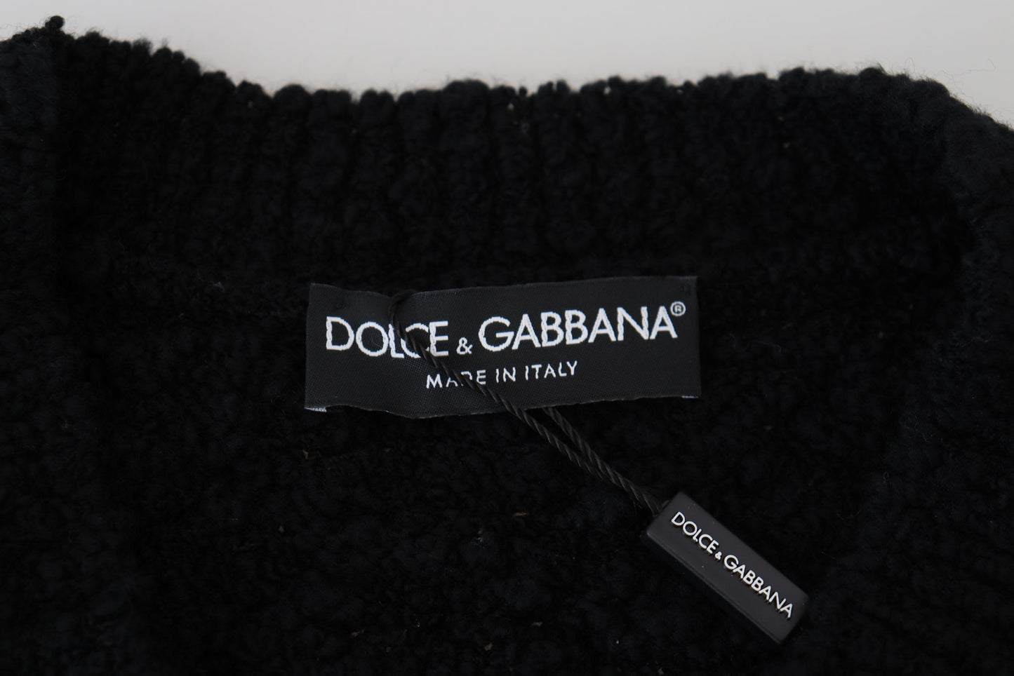 Dolce &amp; Gabbana Pull tricoté à col en V en laine noire