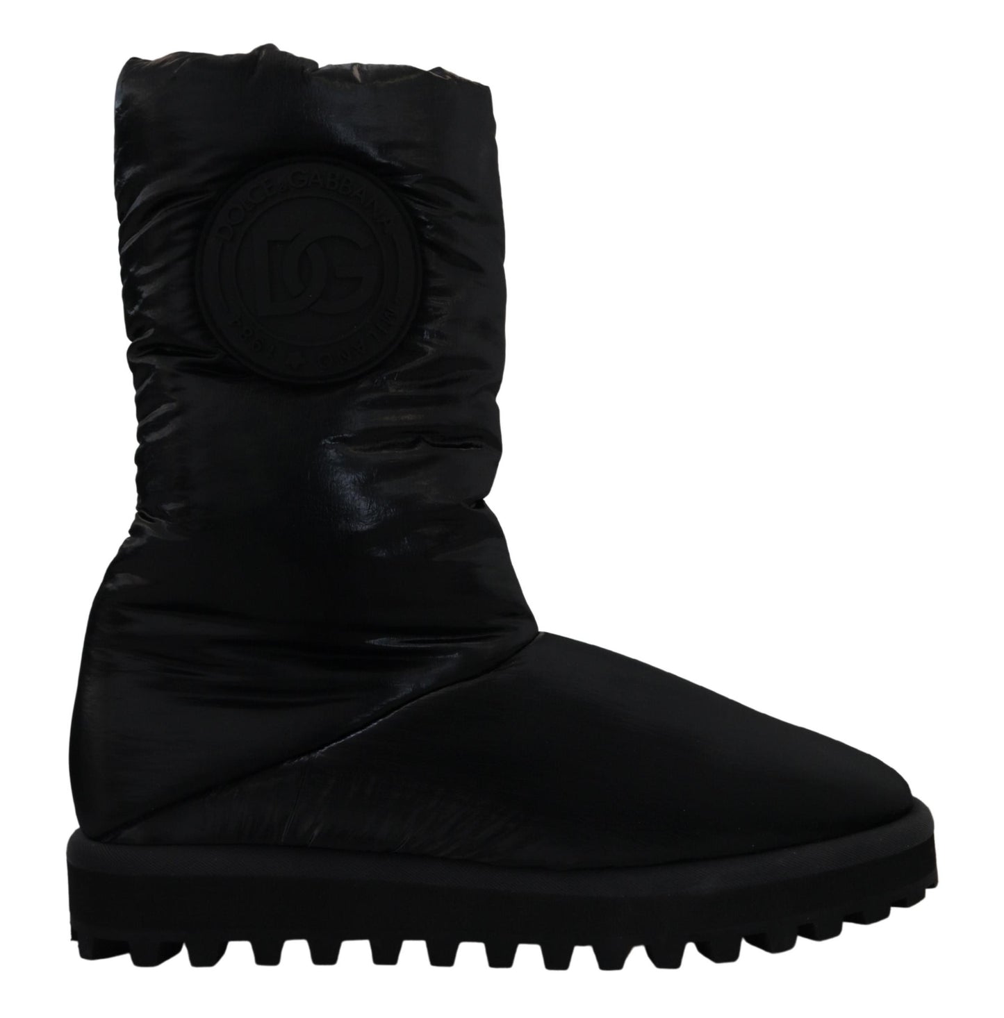 Dolce &amp; Gabbana Bottes noires rembourrées Chaussures d'hiver mi-mollet