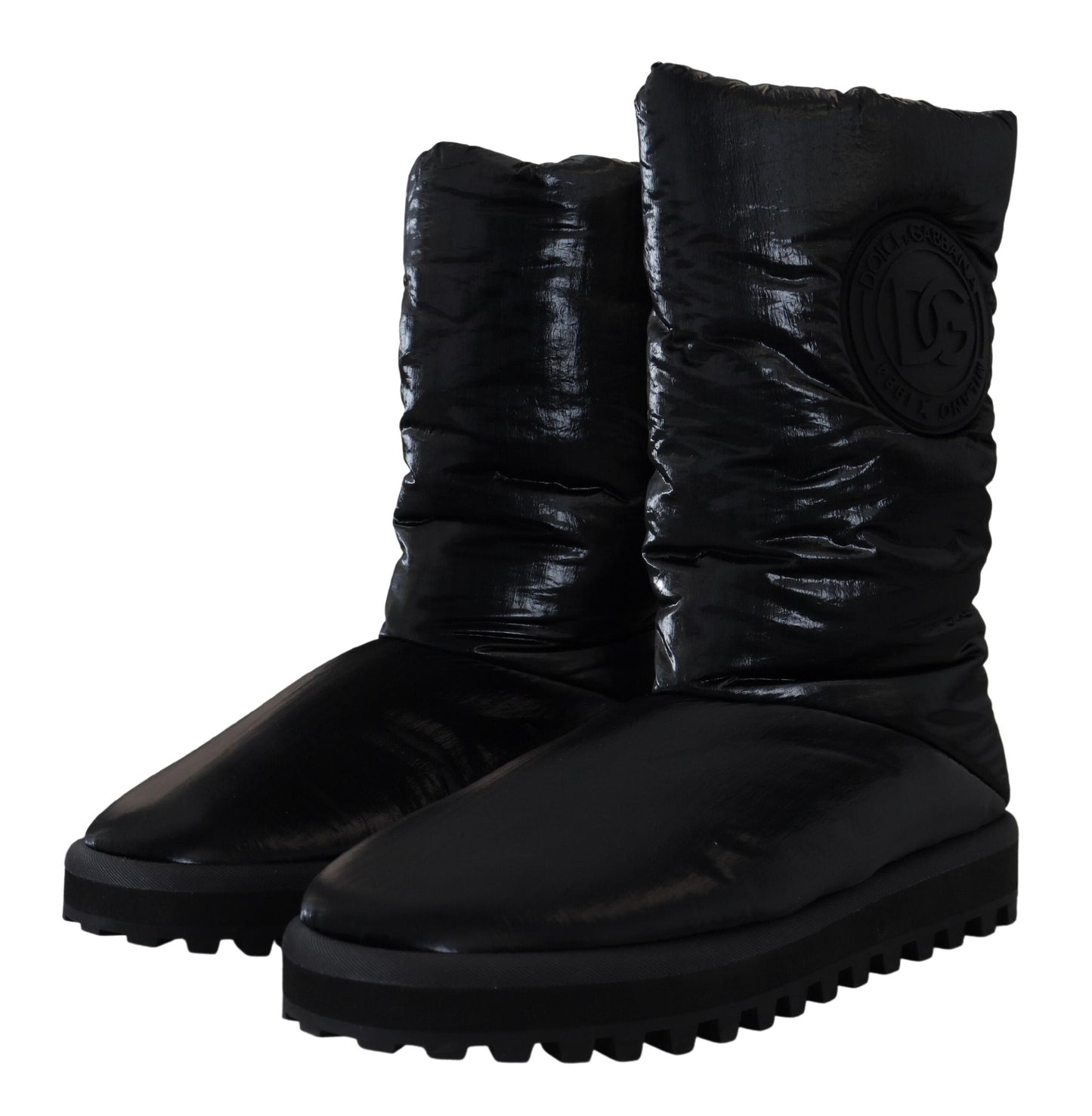 Dolce &amp; Gabbana Bottes noires rembourrées Chaussures d'hiver mi-mollet