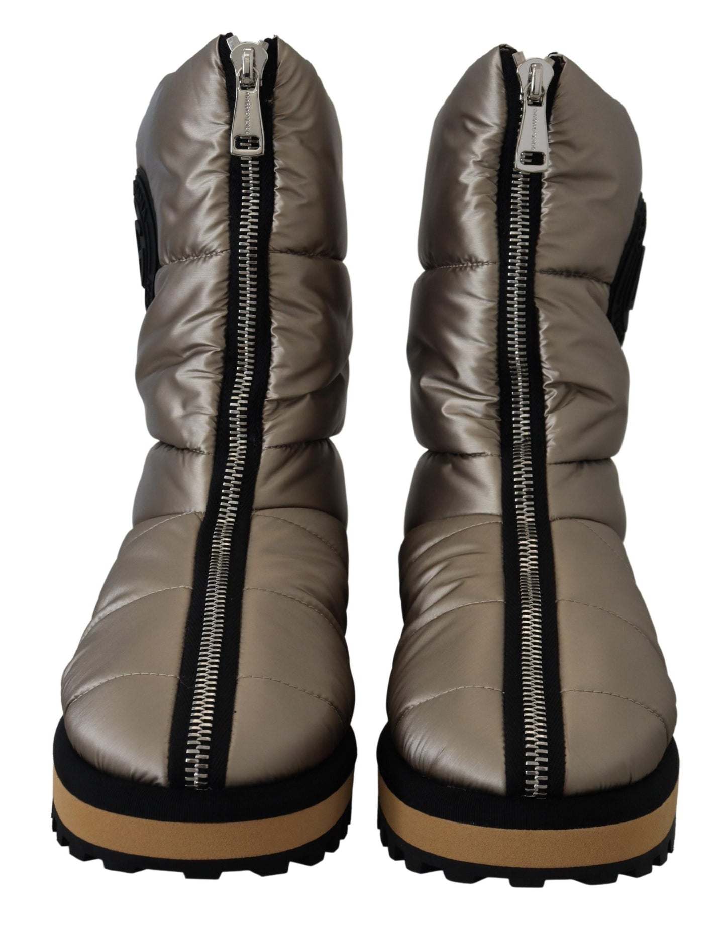 Dolce &amp; Gabbana Silber gepolsterte Winterstiefel mit mittlerer Wade