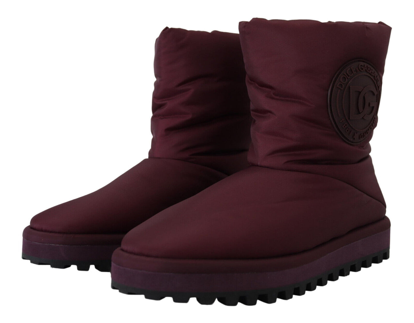 Dolce &amp; Gabbana Bordeaux Nylonstiefel, gepolsterte Mittelschuhe