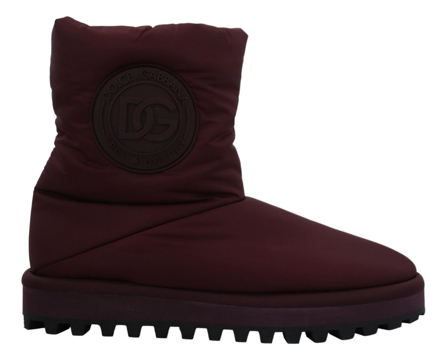 Dolce &amp; Gabbana Bottes en nylon bordeaux Chaussures mi-hautes rembourrées