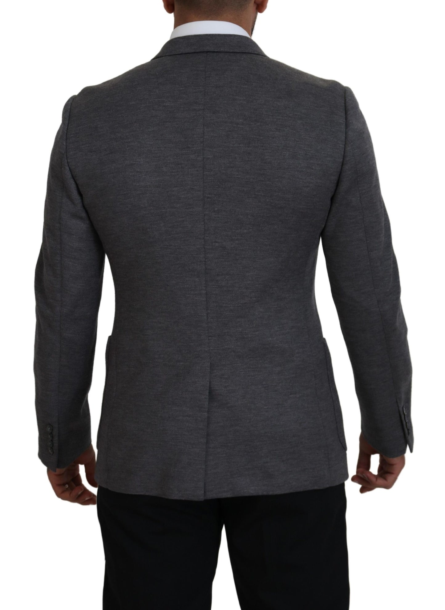 Dolce &amp; Gabbana Blazer coupe slim en laine stretch gris