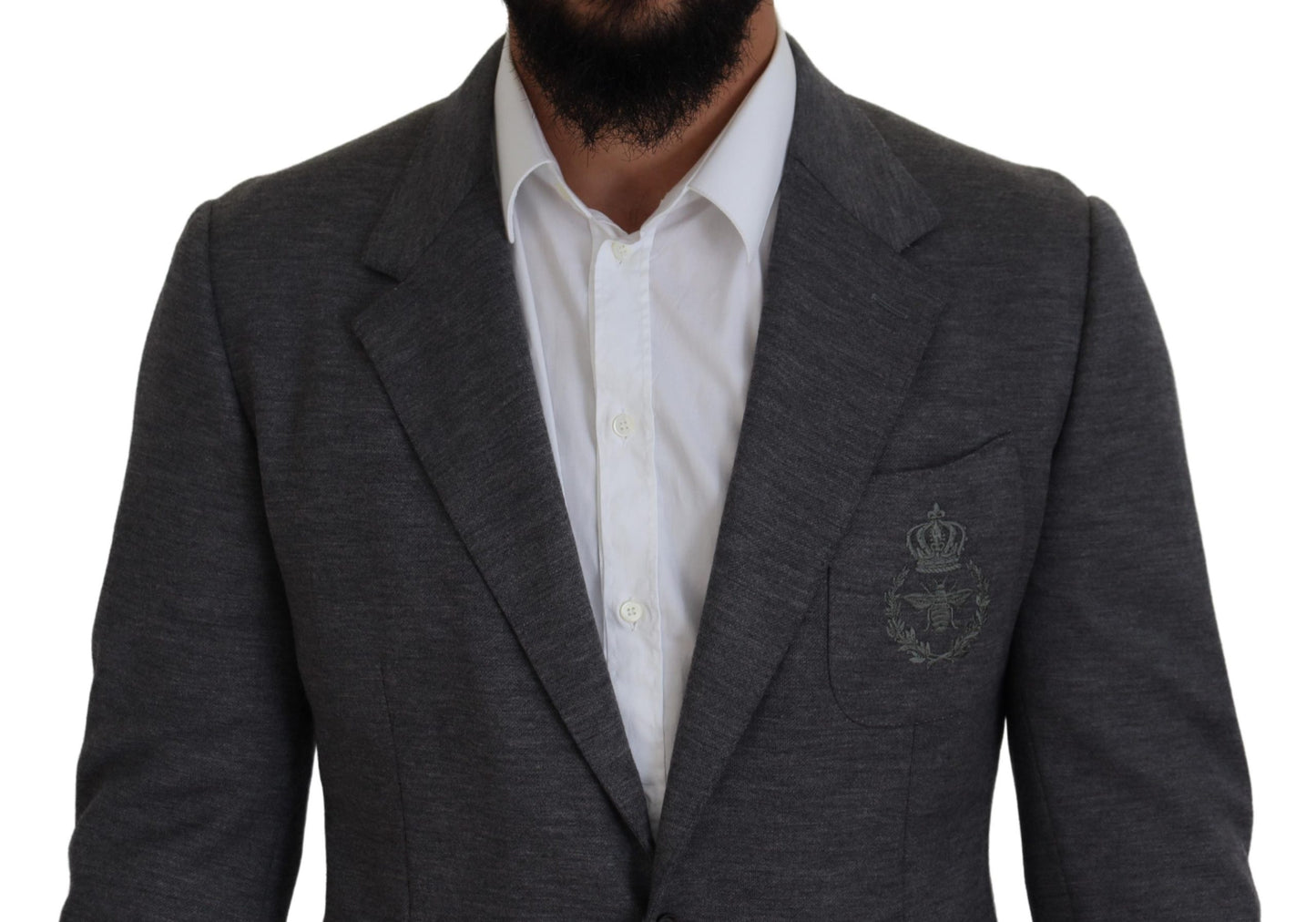 Dolce &amp; Gabbana Blazer coupe slim en laine stretch gris