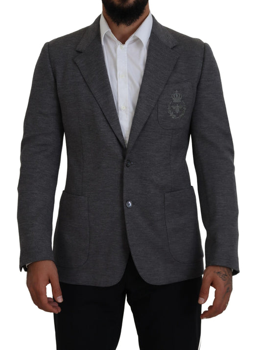 Dolce &amp; Gabbana Blazer coupe slim en laine stretch gris