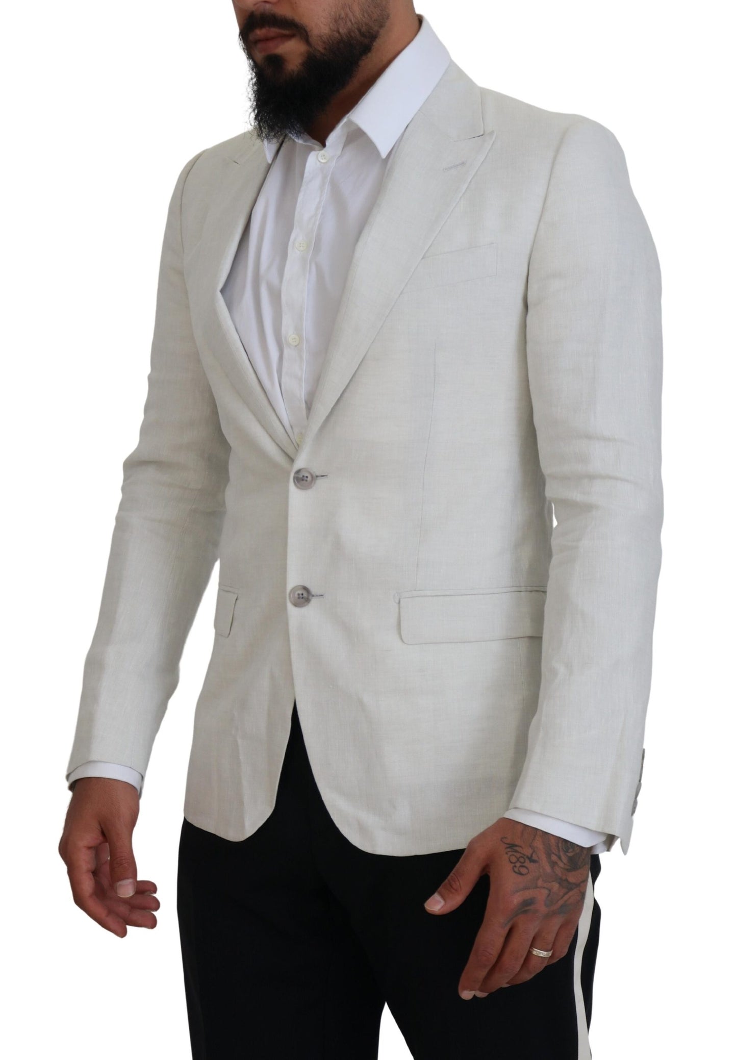 Dolce &amp; Gabbana Blazer coupe slim en lin blanc