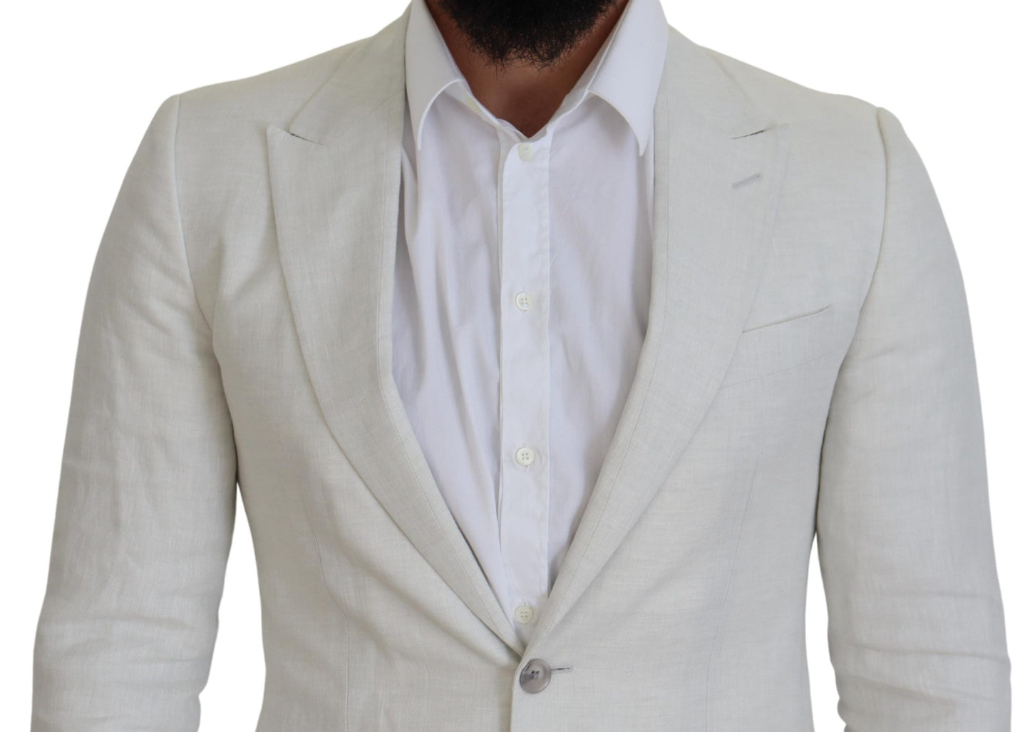 Dolce &amp; Gabbana Blazer coupe slim en lin blanc