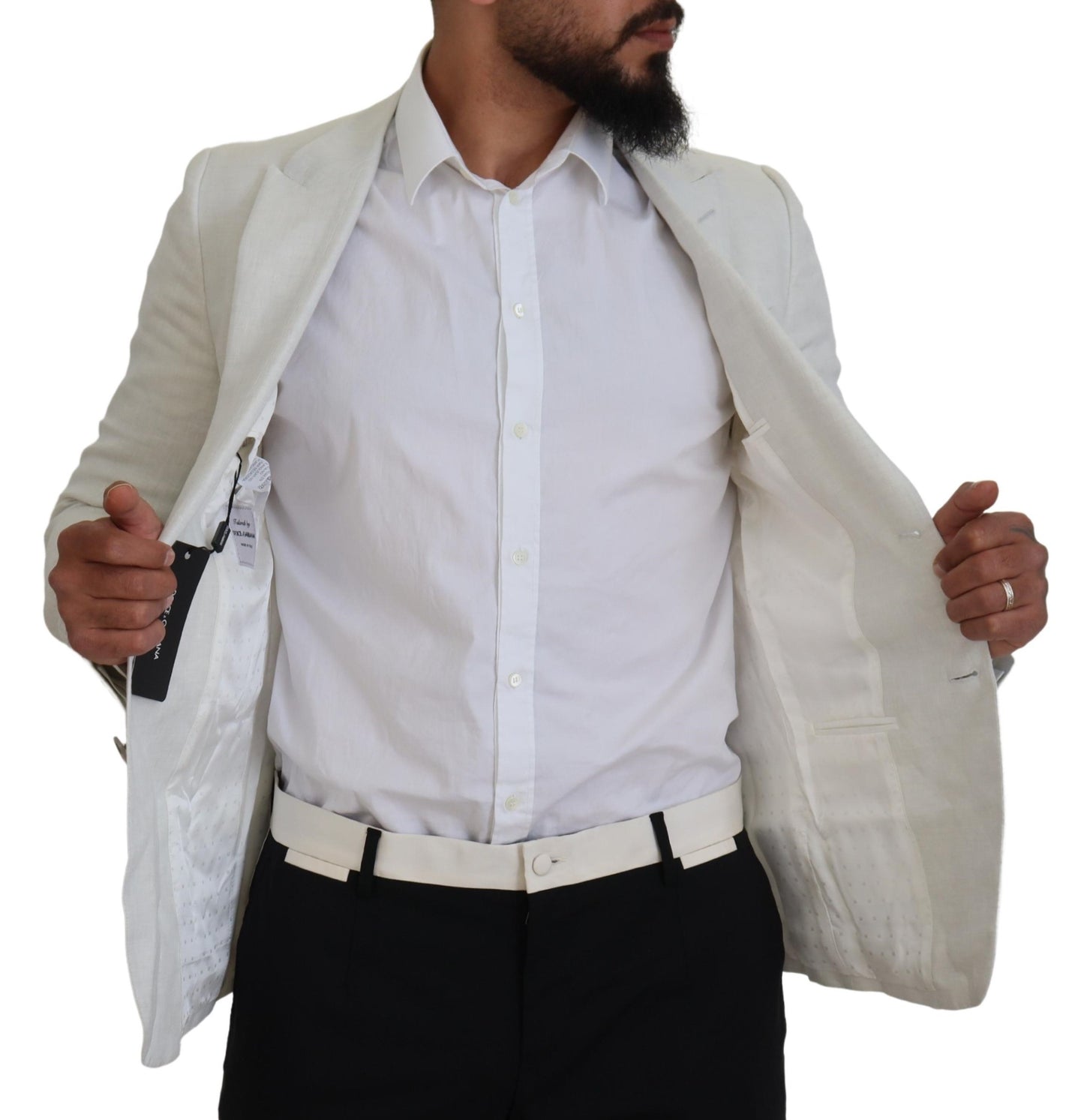 Dolce &amp; Gabbana Blazer coupe slim en lin blanc