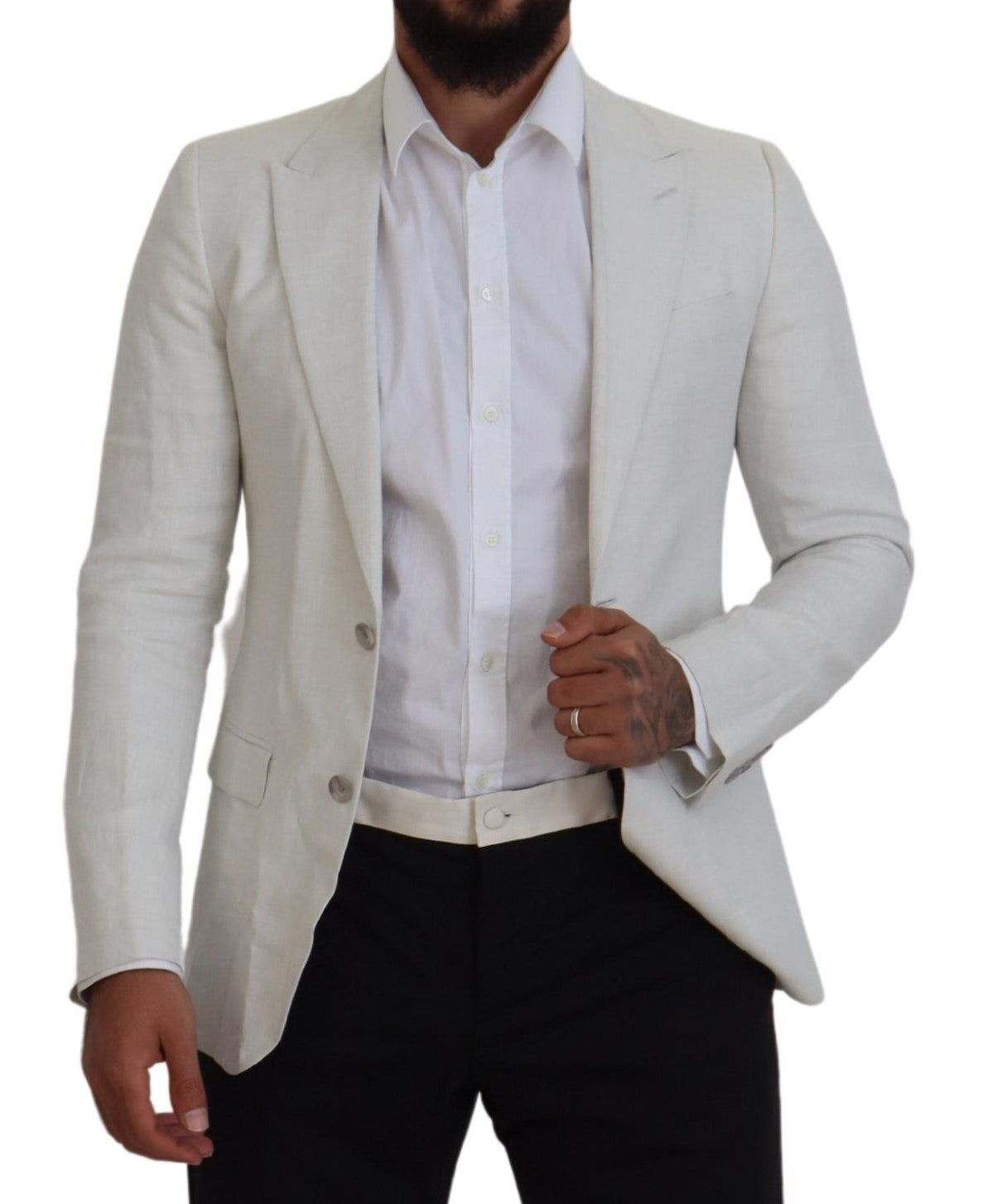 Dolce &amp; Gabbana Blazer coupe slim en lin blanc