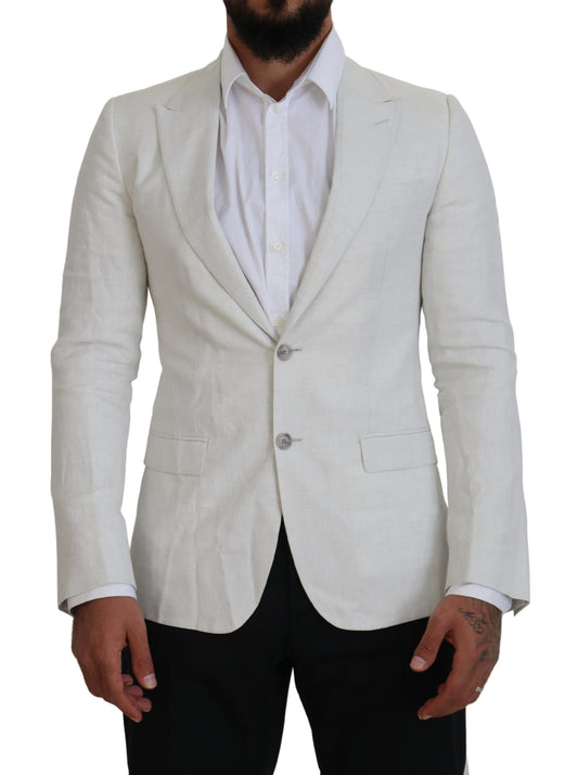 Dolce &amp; Gabbana Slim-Fit-Jackenblazer aus weißem Leinen