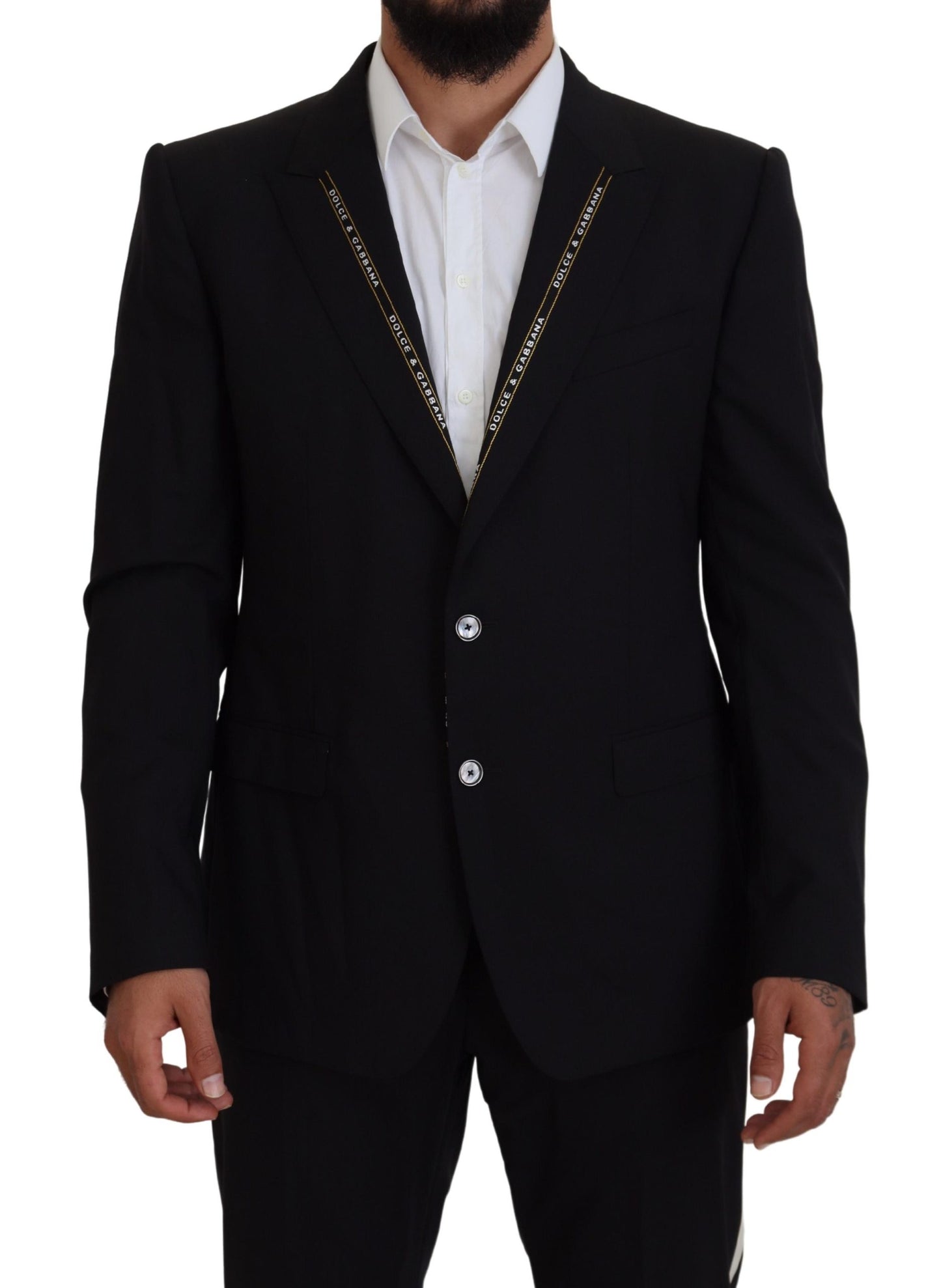 Dolce &amp; Gabbana Blazer coupe slim en laine noire stretch