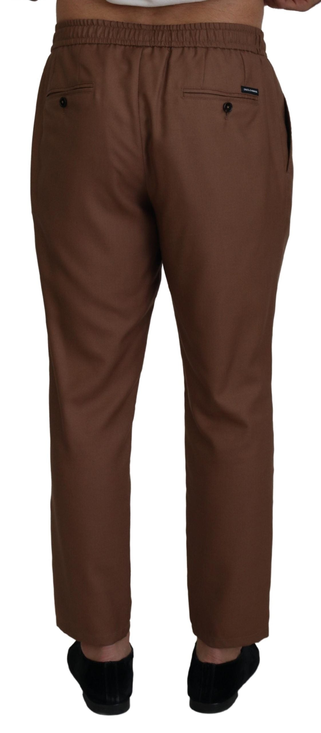 Dolce &amp; Gabbana Pantalon de jogging en cachemire marron pour hommes avec cordon de serrage